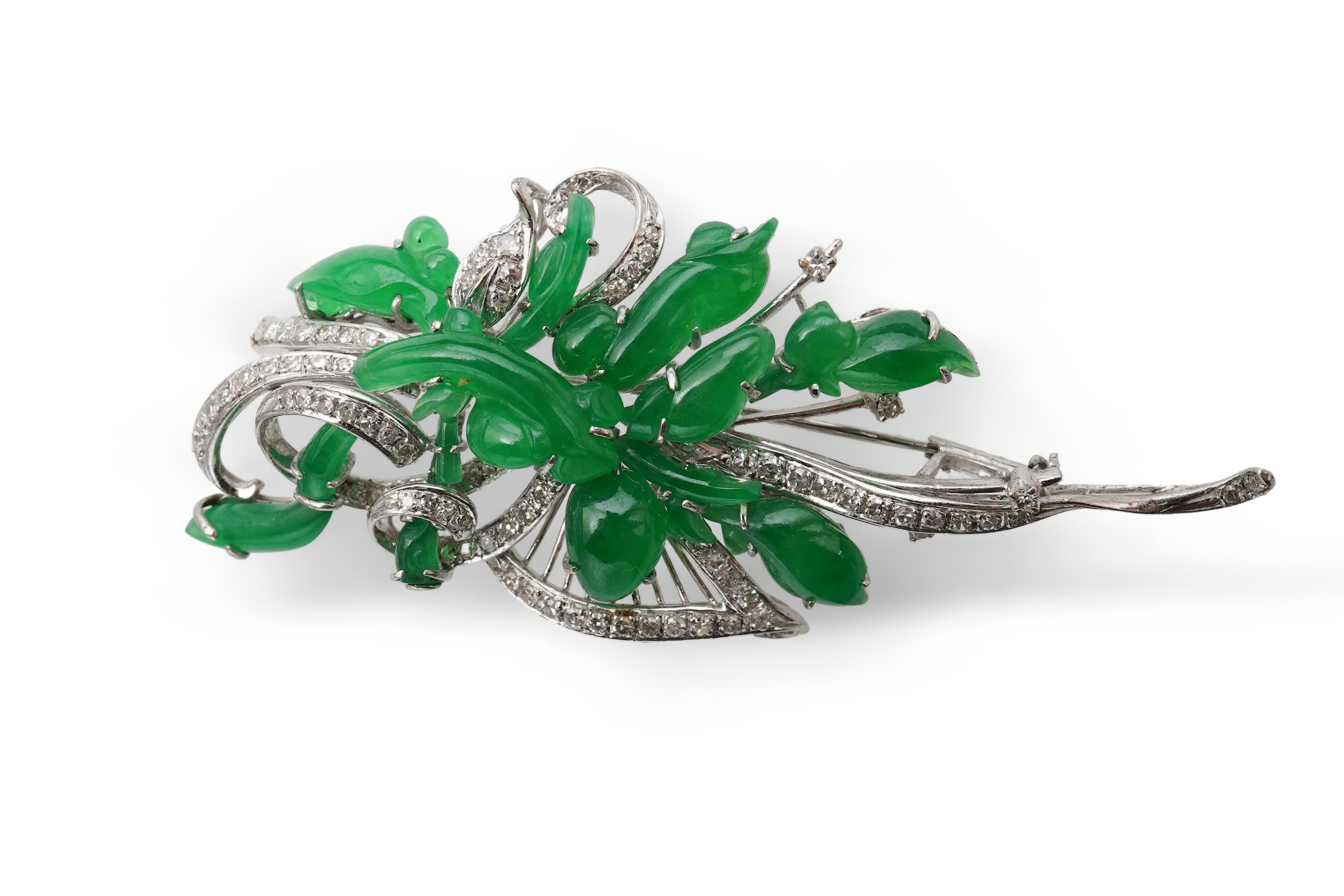 A fine jadeite and diamond brooch, 1960s
